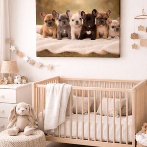 French Bulldog Puppies Canvas Wall Art  Decor-16x16-Living room-Nursery